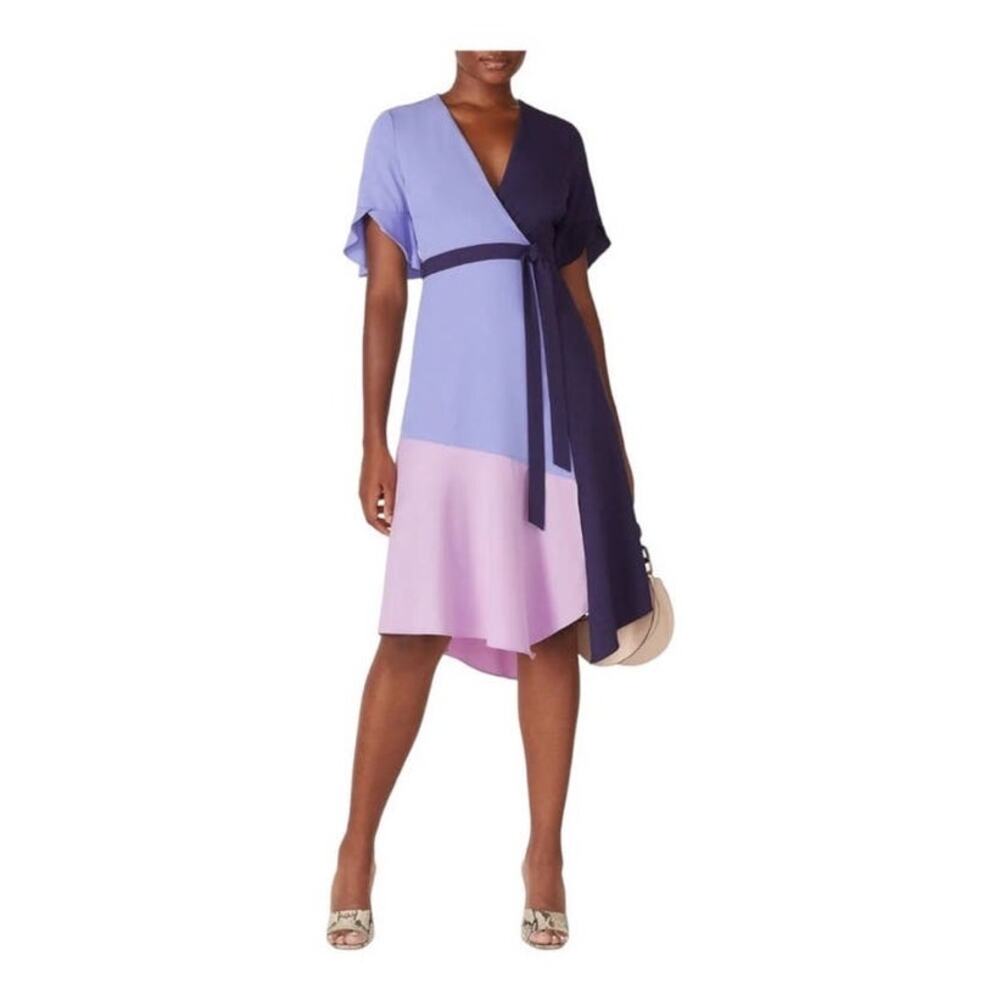 Hutch Colorblock‎ Faux Wrap Midi Dress Sz XS